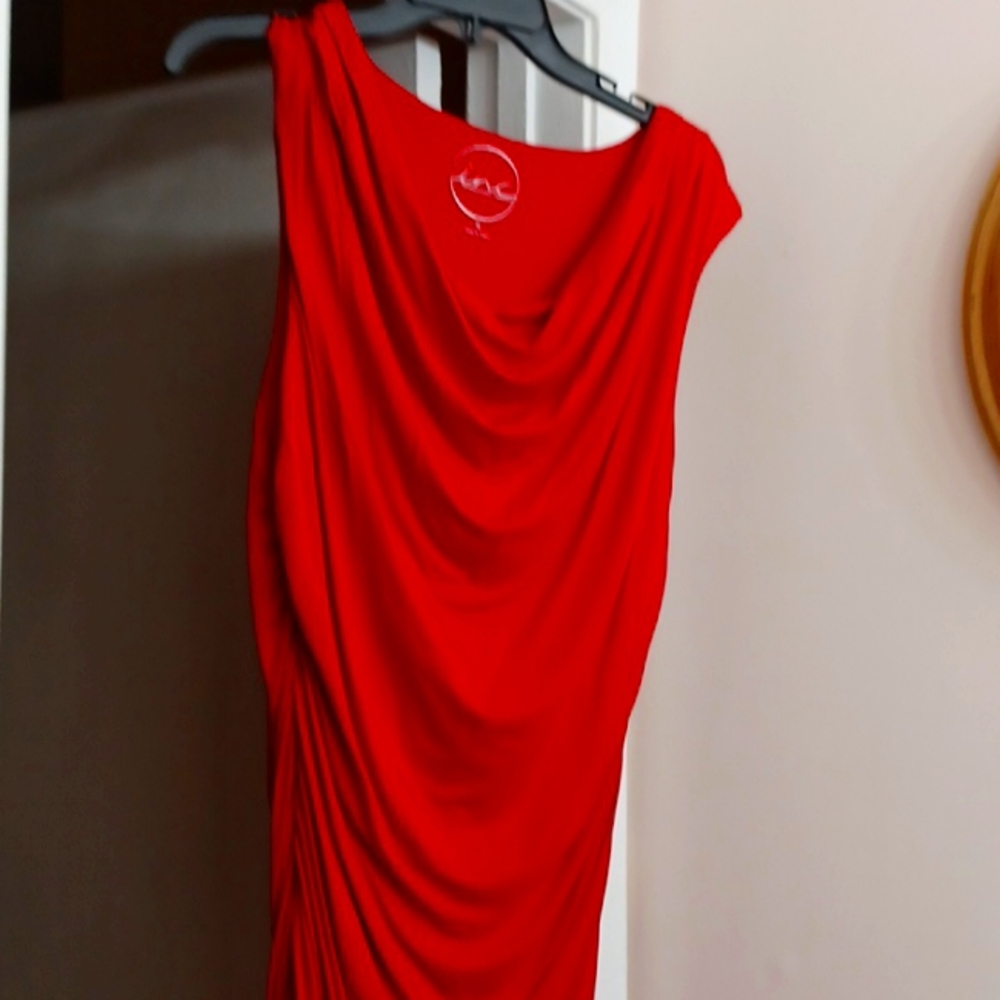 INC Red Ruched Dress